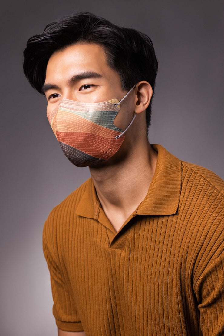 Earthy Waves 3-ply 2D Slim Fit Mask - L Size (New Box of 5, Individually-wrapped)