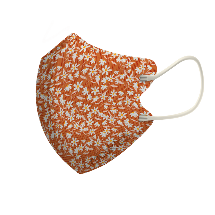 Summer Tiny Floral 3-ply 2D Slim Fit Mask - L Size (New Box of 5, Individually-wrapped)