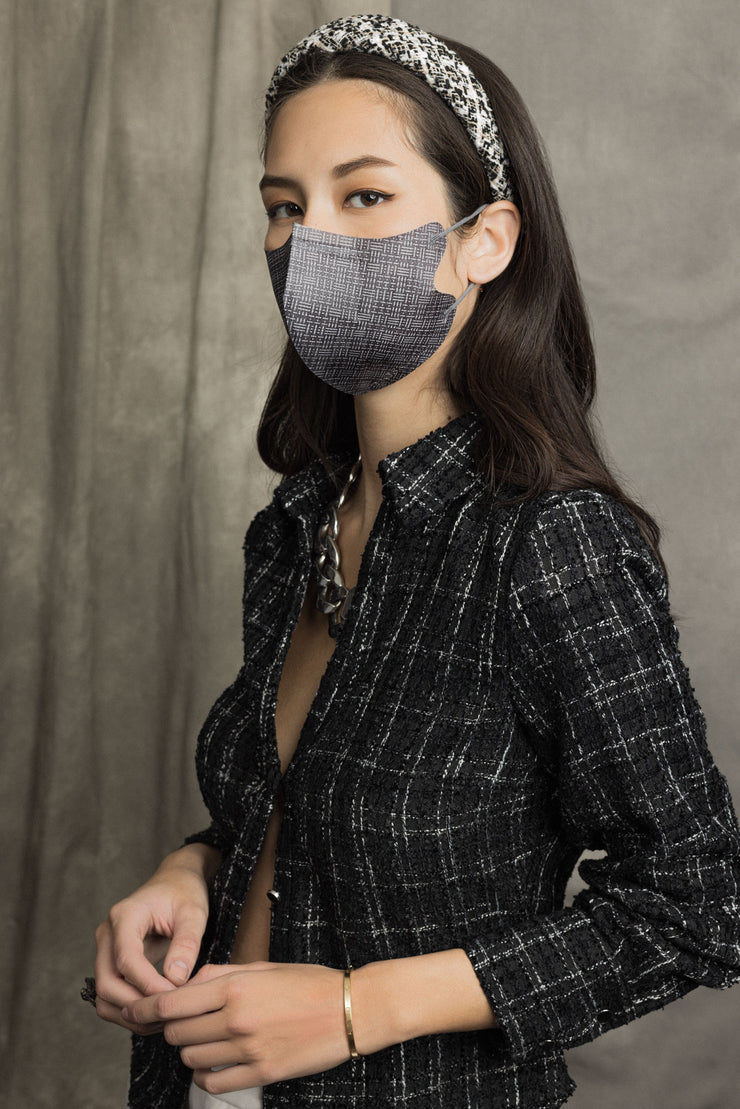 Textured Black 3-ply 2D Slim Fit Mask - L Size (New Box of 5, Individually-wrapped)