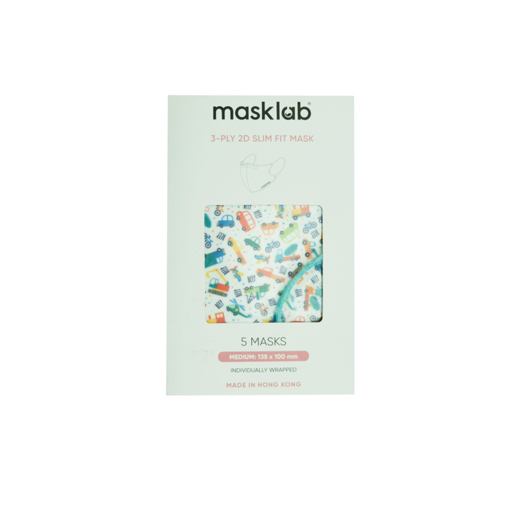 Beep Beep 3-ply 2D Slim Fit Mask - M Size (New Box of 5, Individually-wrapped)