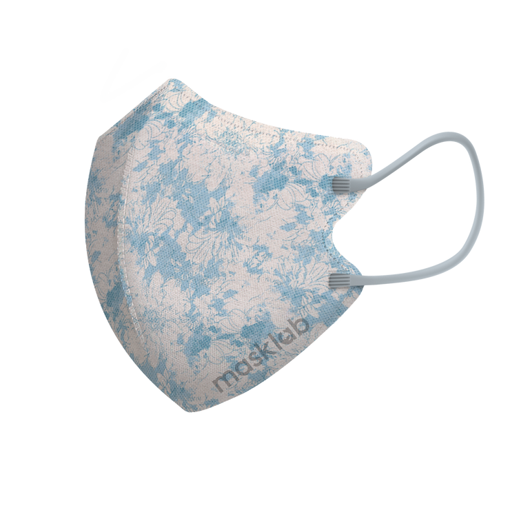 夏日藍花三層2D纖面型口罩 - 大碼 (袋裝5個)