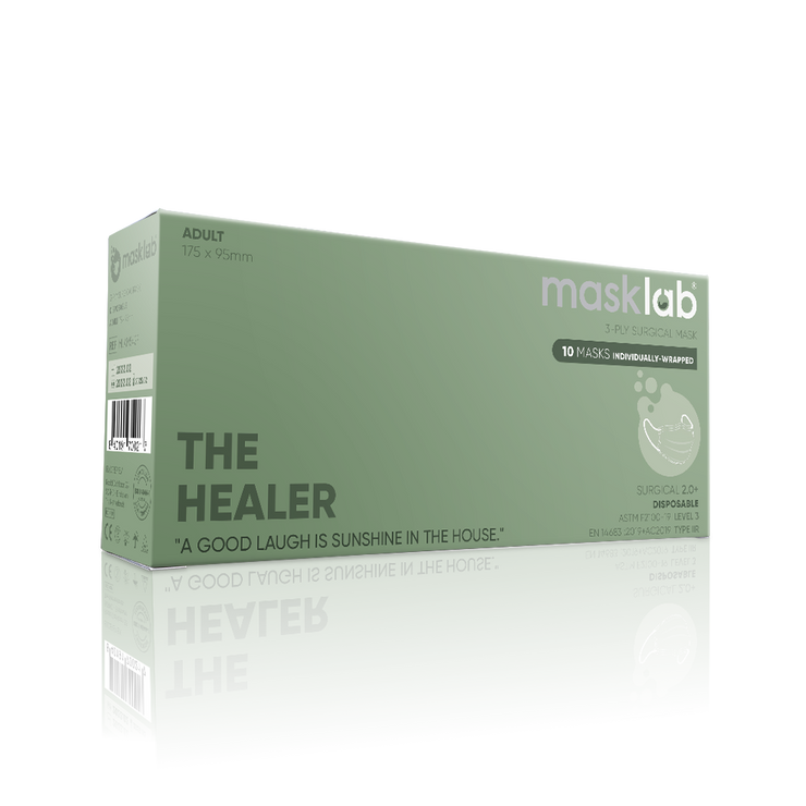 THE HEALER Adult 3-ply Surgical Mask 2.0+ (Box of 10, Individually-wrapped)