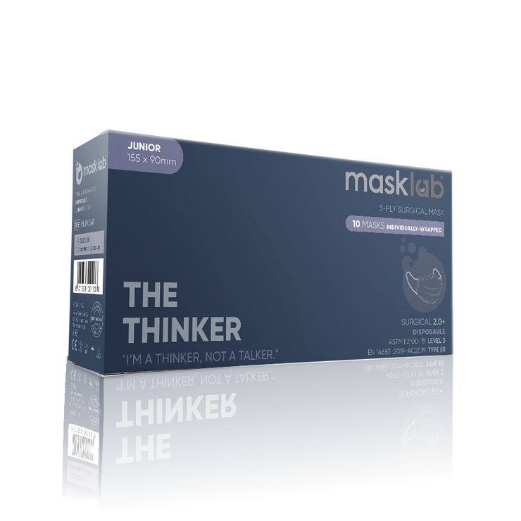 THE THINKER Junior Size 3-ply Surgical Mask 2.0+ (Box of 10, Individually-wrapped)