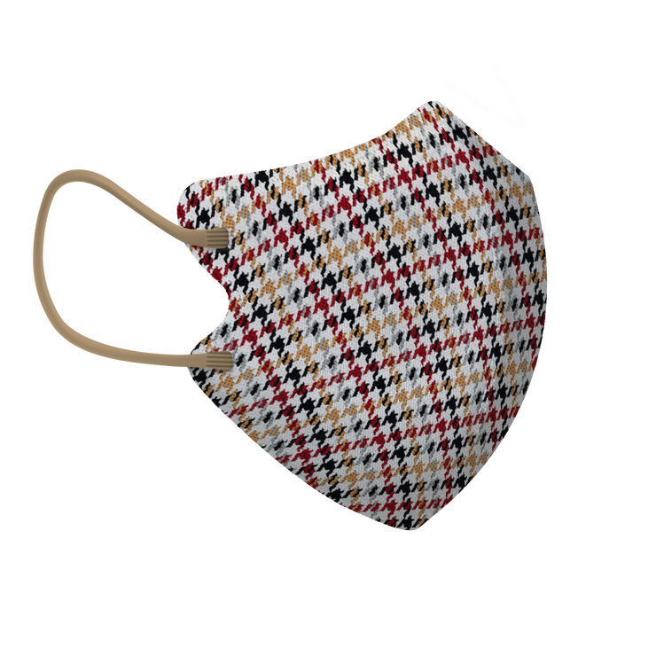 紅紋千鳥三層2D纖面型口罩 - 大碼 (袋裝5個)