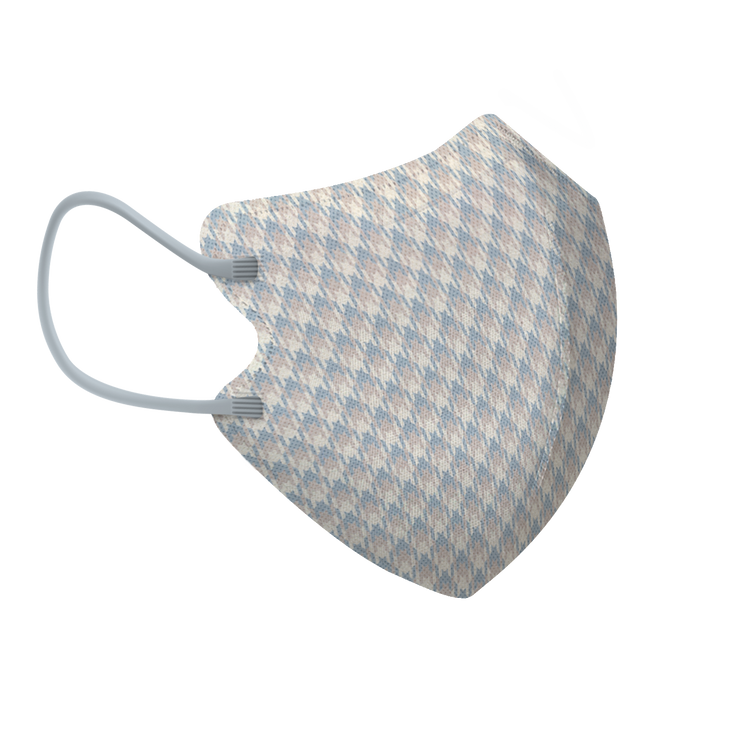 White Wash Houndstooth 3-ply 2D Slim Fit Mask - L Size (Pouch of 5)
