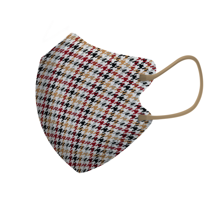 紅紋千鳥三層2D纖面型口罩 - 大碼 (袋裝5個)